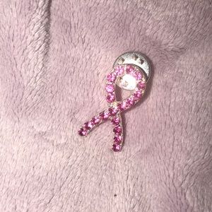 Pink ribbon breast cancer pin